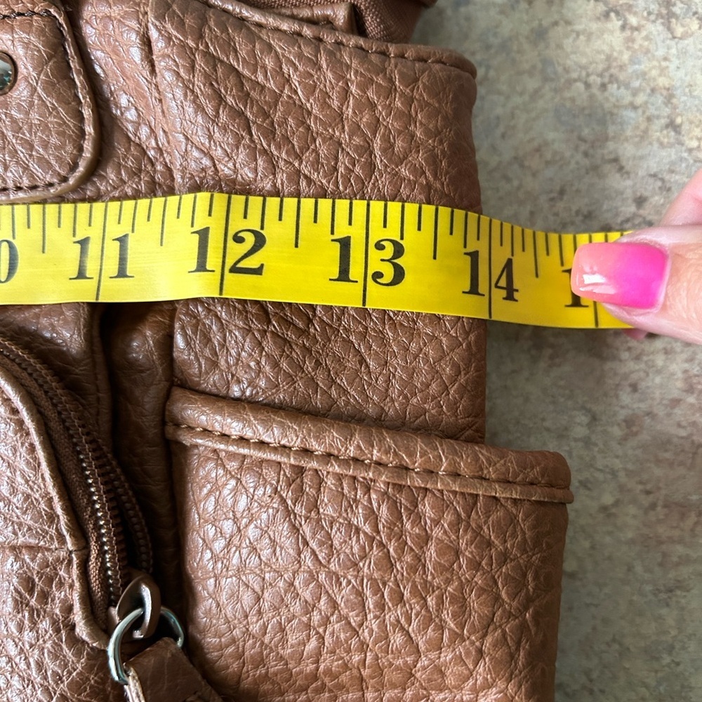 Multi-Sac Brown Vegan Pebbled Leather Purse with lots of storage spaces - Picture 11 of 13